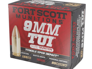 Fort Scott Munitions 9MM125SCVSS Tumble Upon Impact (TUI)  9mmLuger Subsonic 125gr Solid Copper Spun 20 Per Box/25 Case