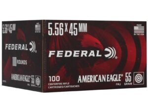 Federal American Eagle Rifle Ammunition 5.56mm 55gr FMJ 3165 fps 100/ct